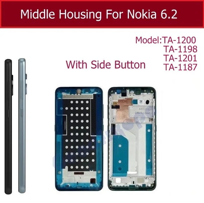 LCD Middle Housing Frame For Nokia 6.2 7.2 TA-1200 TA-1198 TA-1193 TA-1178 Middle Frame Housing LCD Display Bezel Cover Parts