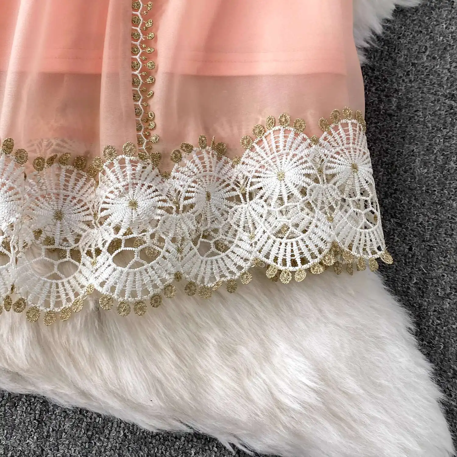 Prinzessin Stil Süße Spitze Stickerei Organza Kurzes Kleid Shirt Frauen Sommer 2-teiliges Set Lässige Elegante Geburtstagsparty Kleider