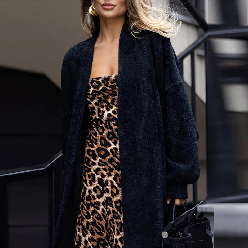 Autumn Winter 2026 Temperament Tie Waist Outwear Elegant Solid Long Sleeved Office Commuting Coat Women Comfortable Loose Jacket