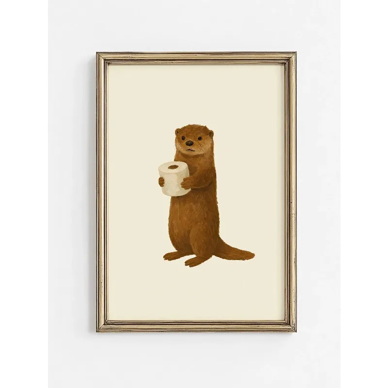 1PC Frameless Cute Animal Bubble Bath Wall Art Cute Bathroom Animal poster Funny Toilet Paper Animal Print Bathtime Bath Poster view 3