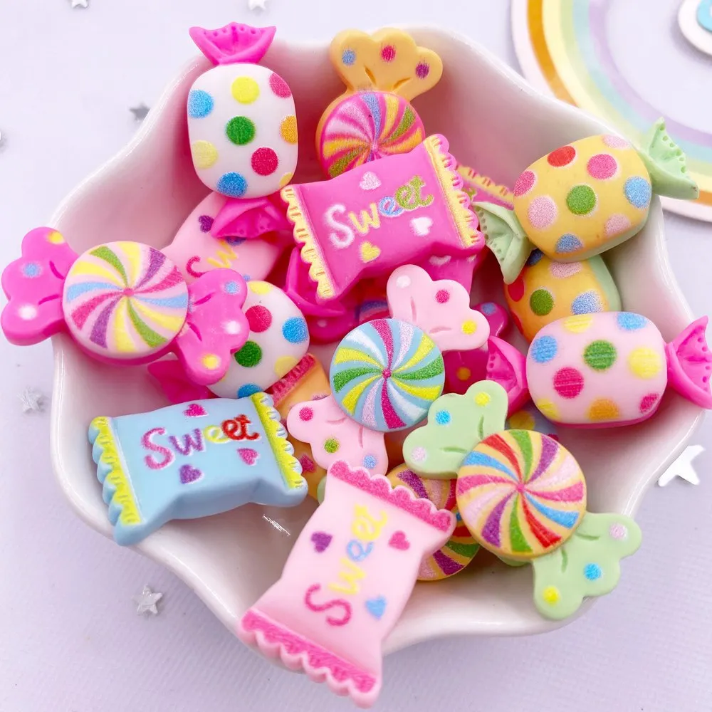 Resin 3D Sweet Colorful Dot Candy Flatback Cabochon Simulation Food 20pcs Scrapbook Craft DIY Accessory Embellishments Figurines