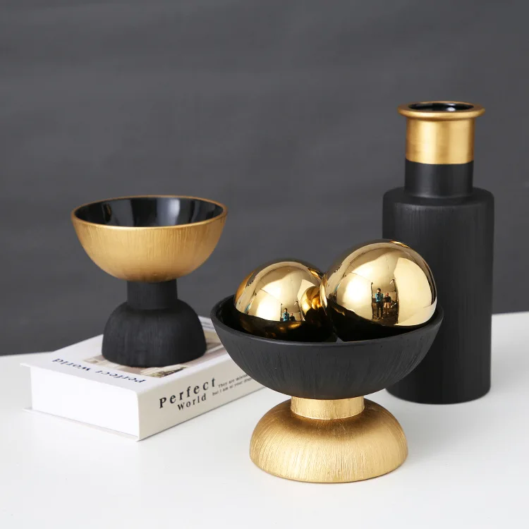 

Luxury Minimalistic Modern Black and Gold Tray Holders Set Hotel Room Furniture Home Decoration Accessory