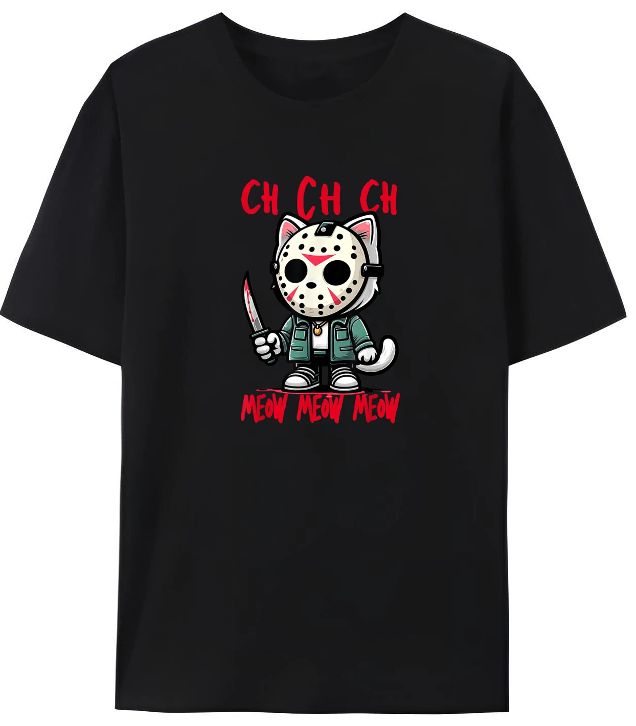 

Ch Ch Ch Meow Meow Meow Halloween Costume Funny Cat 3D Printed T-Shirt For Men Casual Graphic Clothes