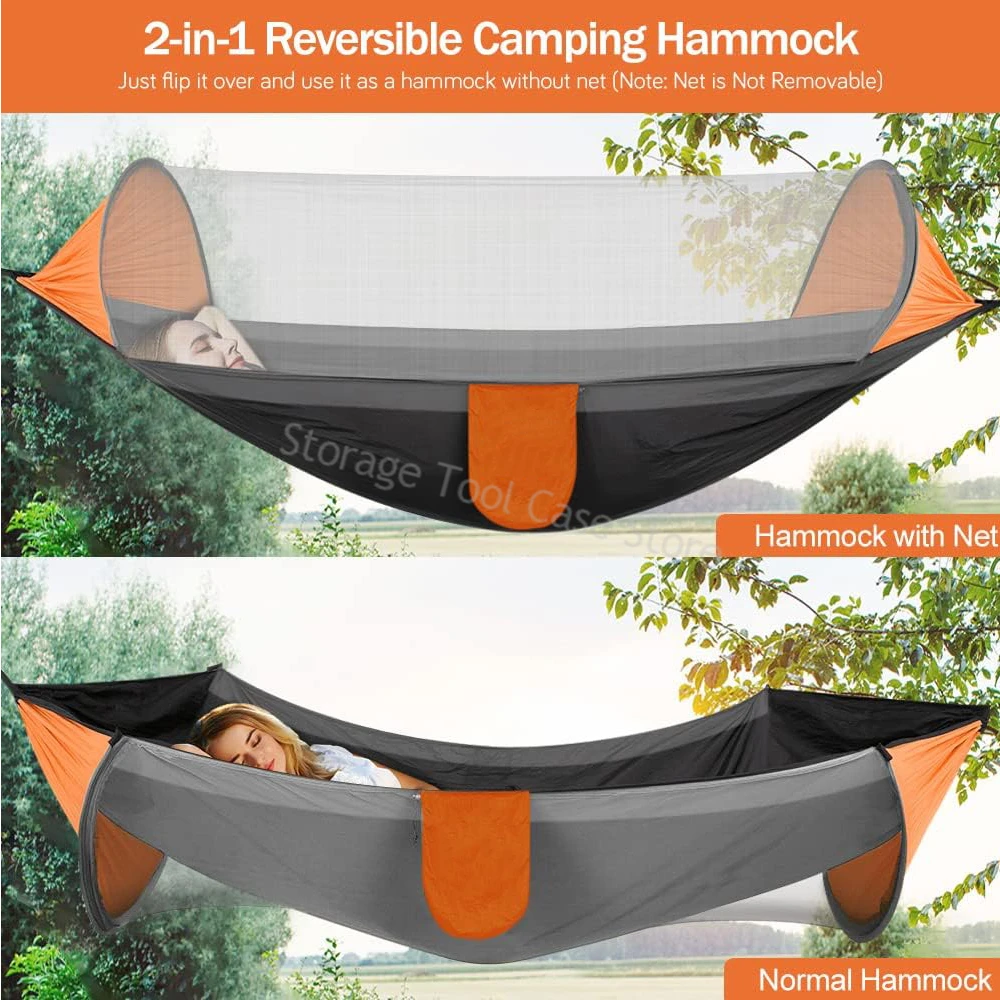 Hammock Camping ao ar livre com Mosquiteiro, Redes Penduradas Leves, Tecido Parachute de Alta Resistência, Cadeira de Cama Pendurada