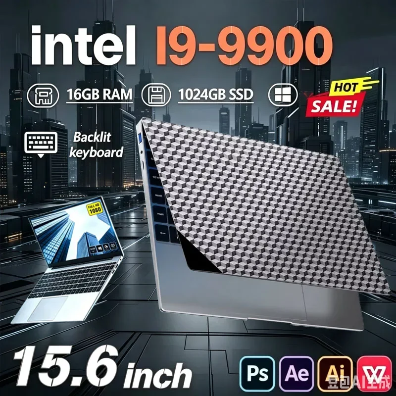 2026 15.6 Ultra Slim Laptop Intel Core I9-9900 16GB RAM 1/2TB SSD Windows 11 Fingerprint Unlock Office Game Backlight Laptop