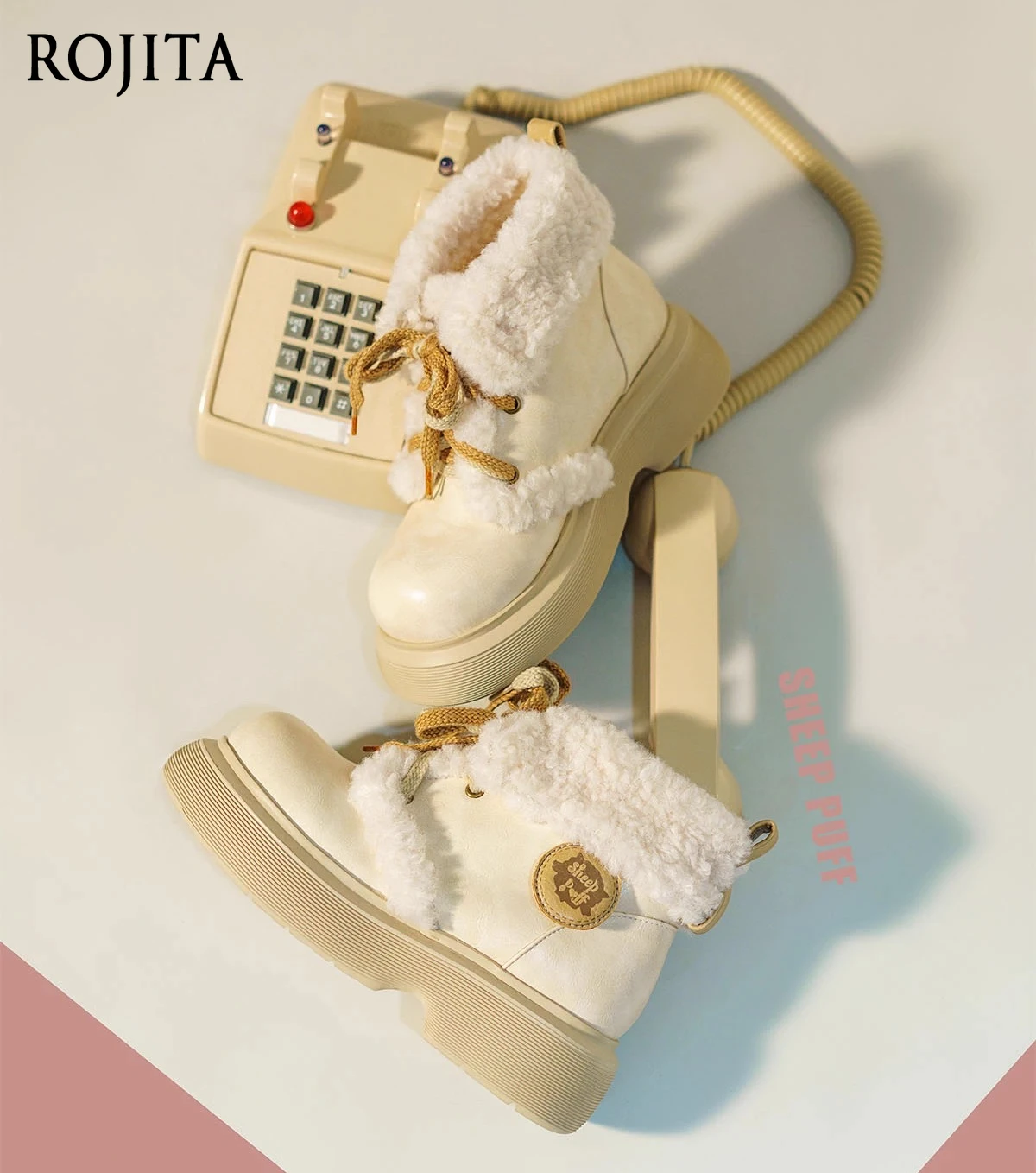 Autumn and Winter retro Plus Velvet Warm Thick Bottom Cotton Shoes Snow Boots Two-tone Shoelaces Comfortable Plush Short Boots