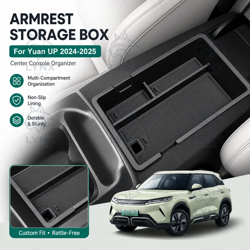 For Yuan UP 2024-2025 Armrest Storage Box Center Console Car Organizer Interior Accessories & Modification Parts