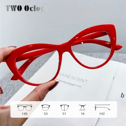 Vintage Women's Eyeglasses Frame Trendy Red Glasses Computer Protection Cat Eye Frame Myopia Optic Prescription 0 Diopter Frames