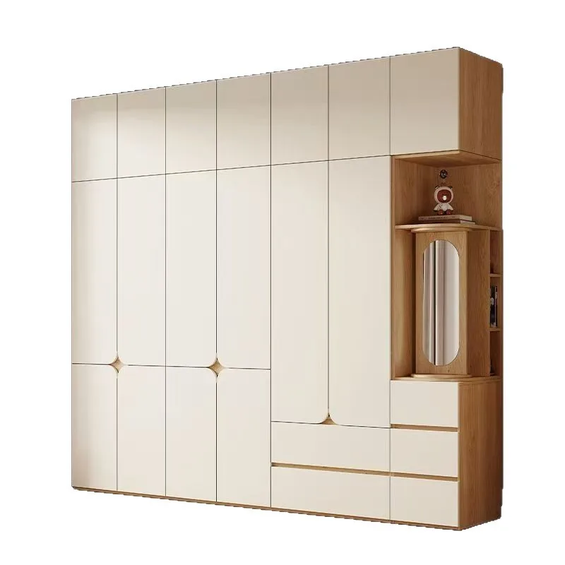 Oak all solid wood wardrobe household bedroom milk white segmented swing door wardrobe 60cm depth