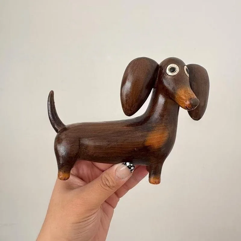 Quirky Dachshund Dog Figurine Resin Art Craft Ornament 15cm Brown Sausage Dog Desk Decor Collectible Gift Home Office
