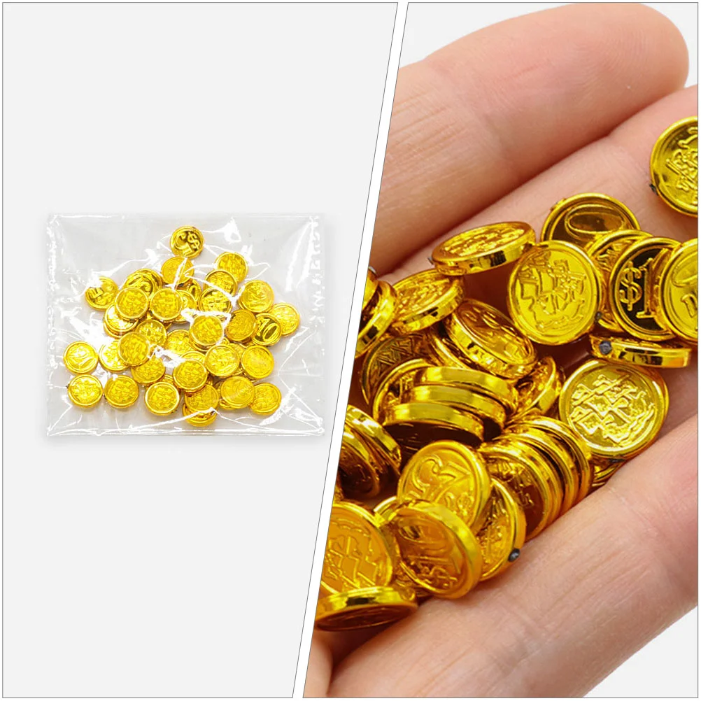 48 Pcs Pirate Gold Coin Toy Decorations Token Game Toys Reusable Gaming Props Plastic Coins Coat