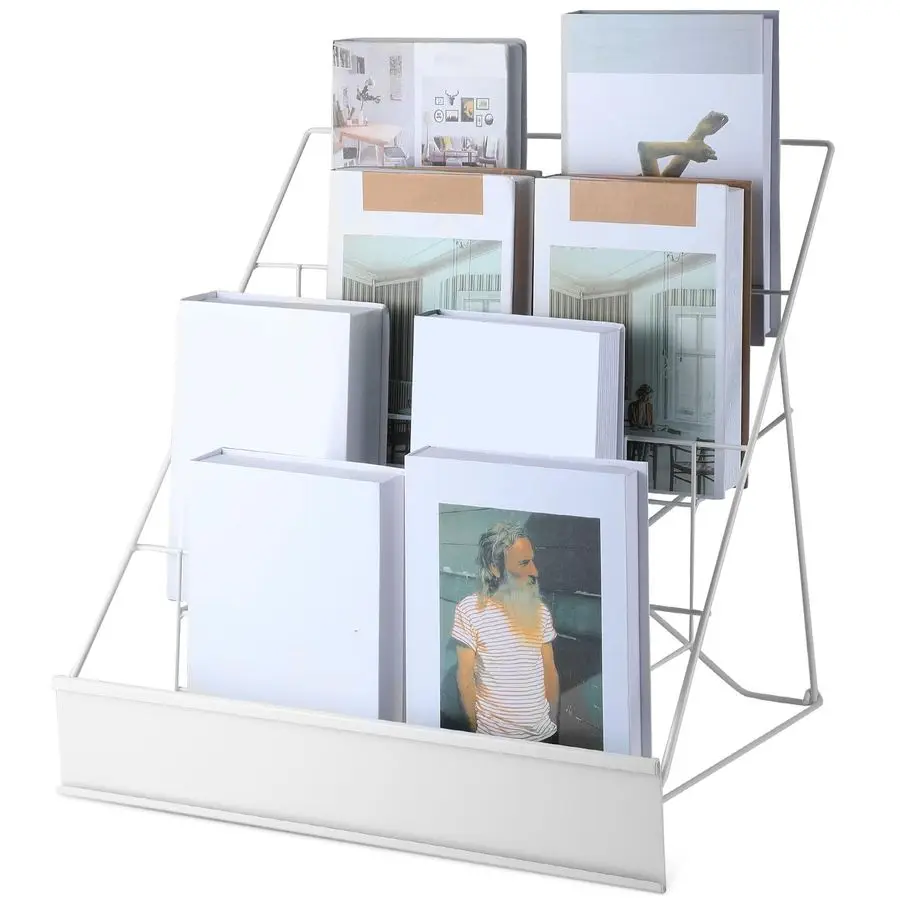 

Стеллаж для книг, 4-ярусный, для комиксов, проволочный, 18 дюймов, белый, настольный, для CD, журналов, розничной торговли, металлический, для демонстрации, L