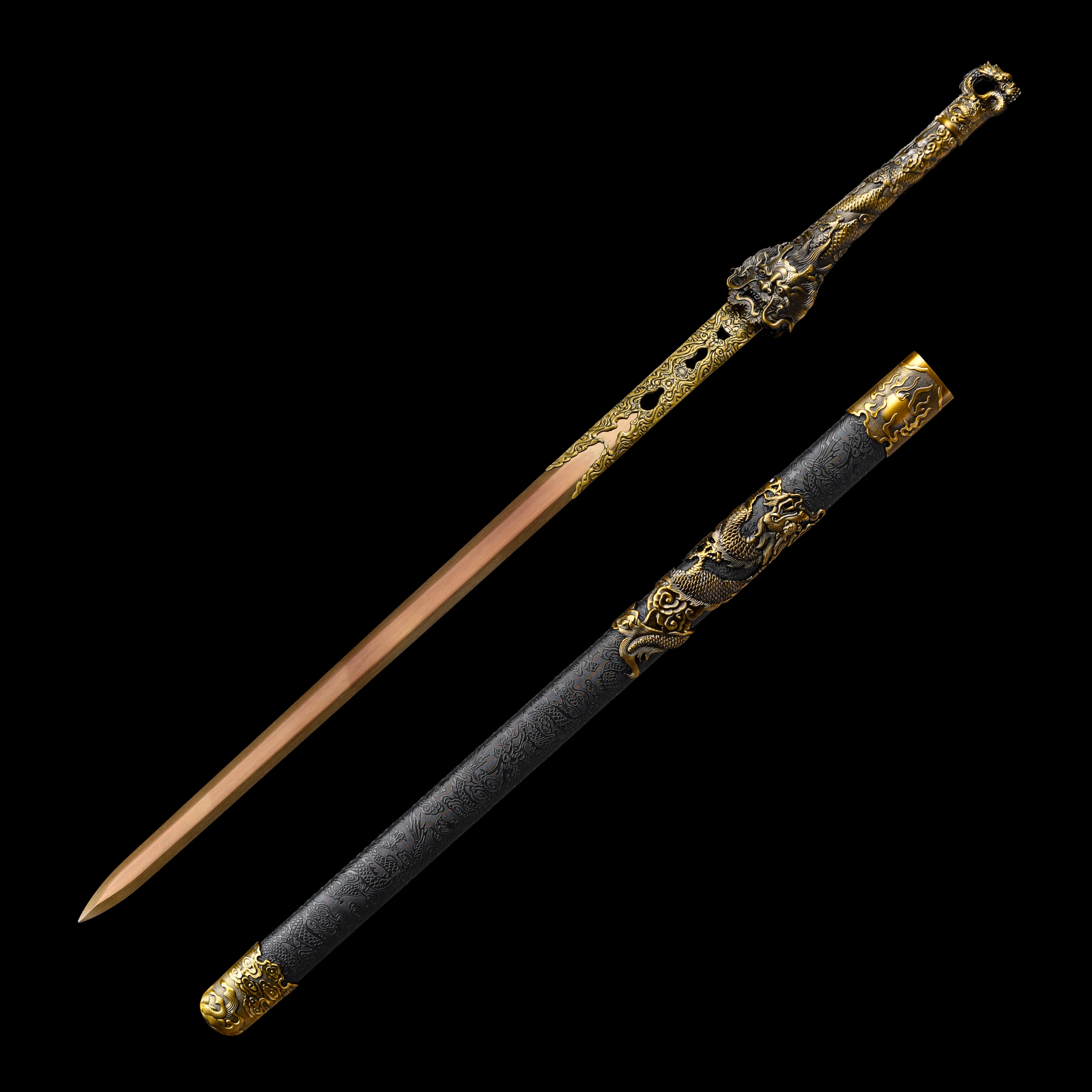 104cm medieval golden Dragon king design katana cosplay real steel battle preparation hand-polished sharp samurai sword Weapons