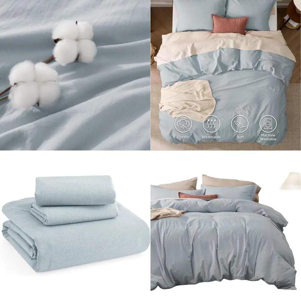 

Пододеяльник Queen из 100% хлопка с камнями - Голубой Минималистичный пододеяльник из льна, как на все сезоны - GentleSoft ™ Пл