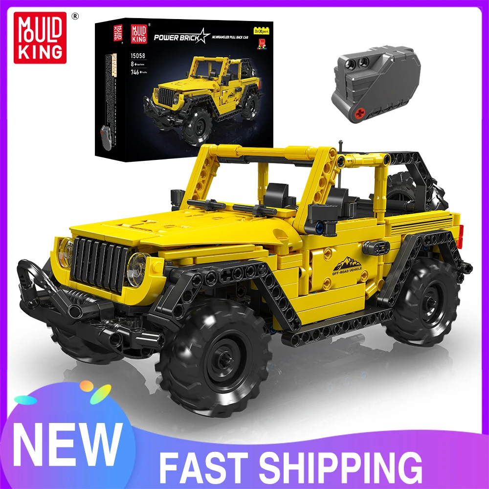 Mould King 15058 Technical Car Building Block The Wrangler PullBack Car Model Toys Assembly Brick Set Kids Christmas Gift