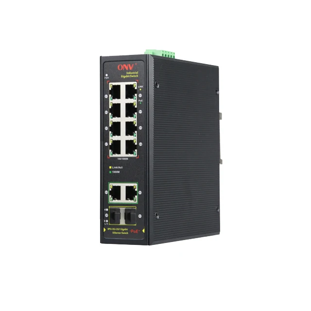 Top-Demand Unmanaged Industrial PoE Fiber Switch with QoS 12-Port 24Gbps Capacity