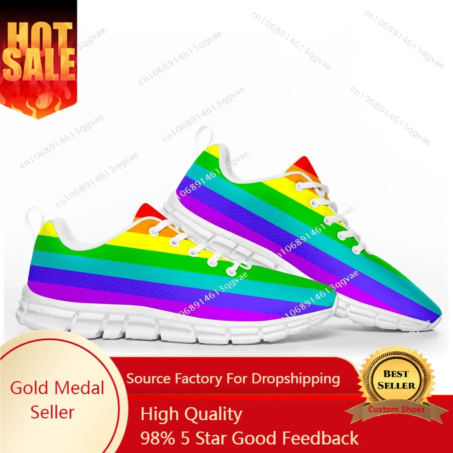 

Rainbow Flag Pattern Pop Sports Shoes Mens Womens Sneakers Casual Custom High Quality Couple Shoes White