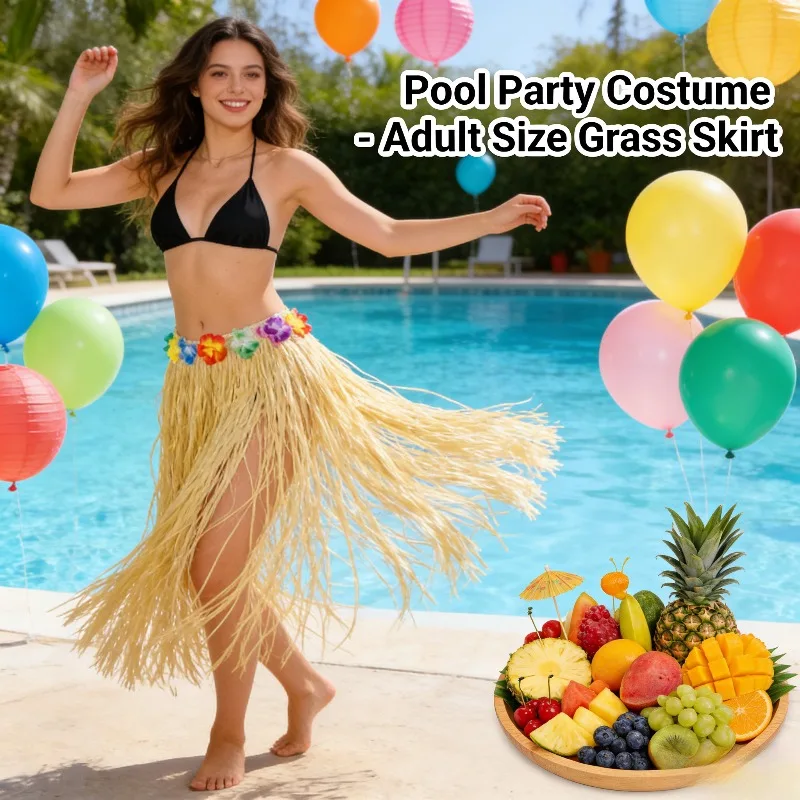 กระโปรงปาร์ตี้สไตล์ฮาวาย ทำจากเส้นใยราฟเฟีย กระโปรงฟางเทียม สำหรับการแสดงบนเวที ชุดเที่ยวทะเล ของตกแต่งสำหรับผู้ชาย ผู้หญิง และนักแสดง