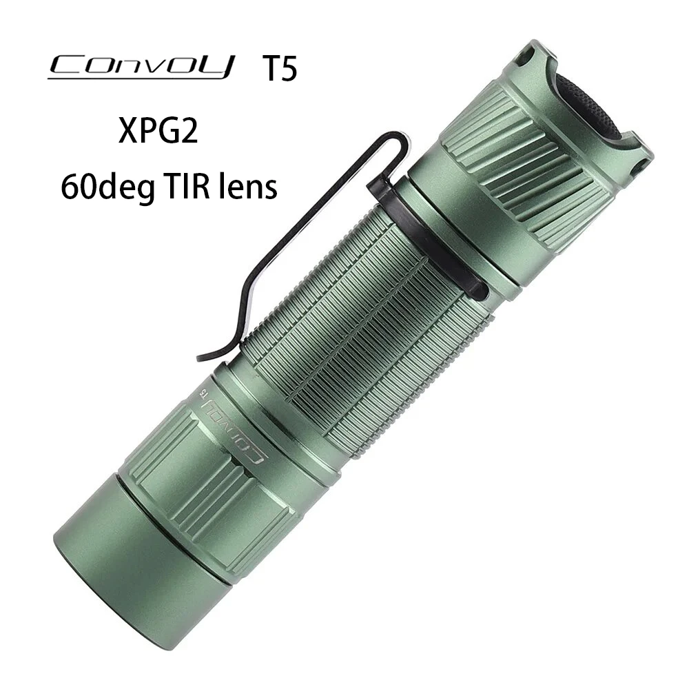 Green Convoy T5 Flashlight with XPG2 Led High CRI AA 14500 Torch Mini Flash Light 60deg TIR Lens Work Light Latarka