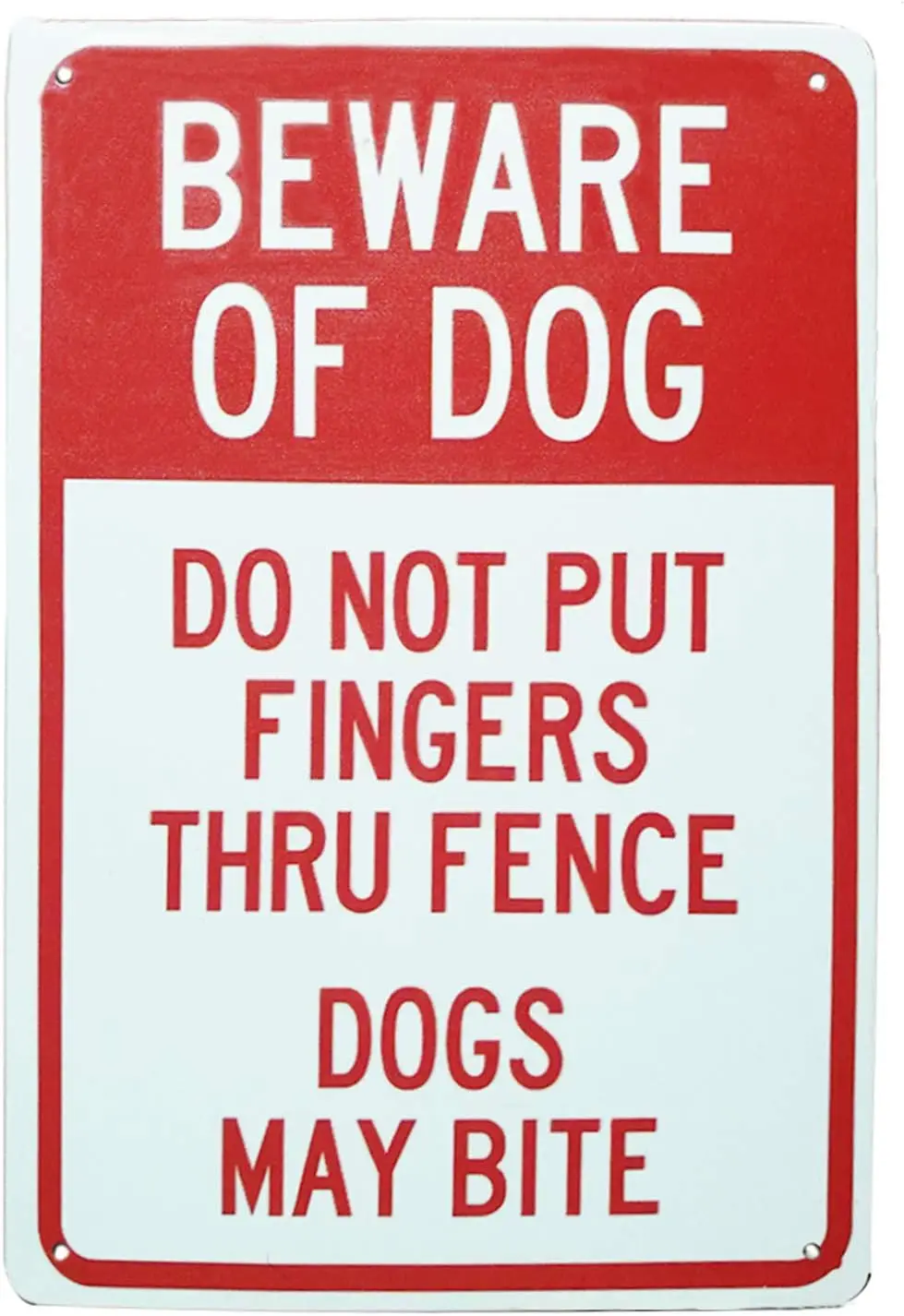 Do Not Put Fingers Thru Fence Dogs May Bite Security Sign Outdoors yard Signs Safety Warning Sign Wall Decorative Metal Tin Sign