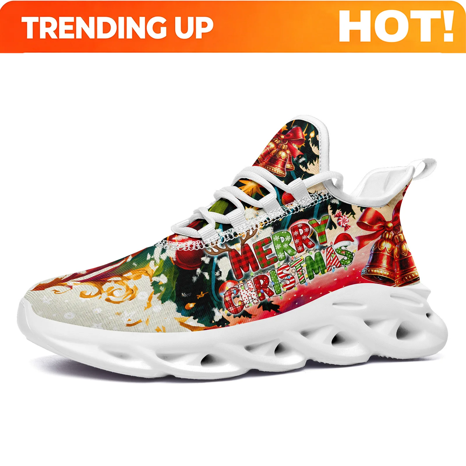 Customization Stylish Christmas-Themed Sneakers For Men, Available In Larger Sizes, Featuring A Chunky Design For Casual Wear