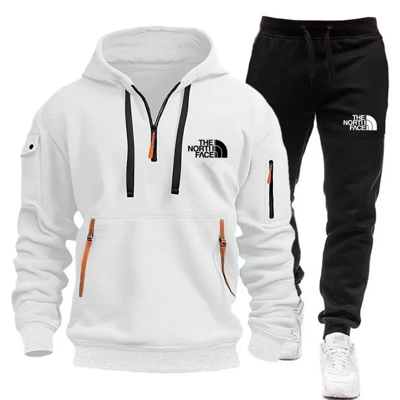 2024 Mode Sportkleding Plus Broek Sweatshirts Fleece Rits Casual Sportkleding Heren Set Hoodie Grote Maat Trainingspak S-3XL