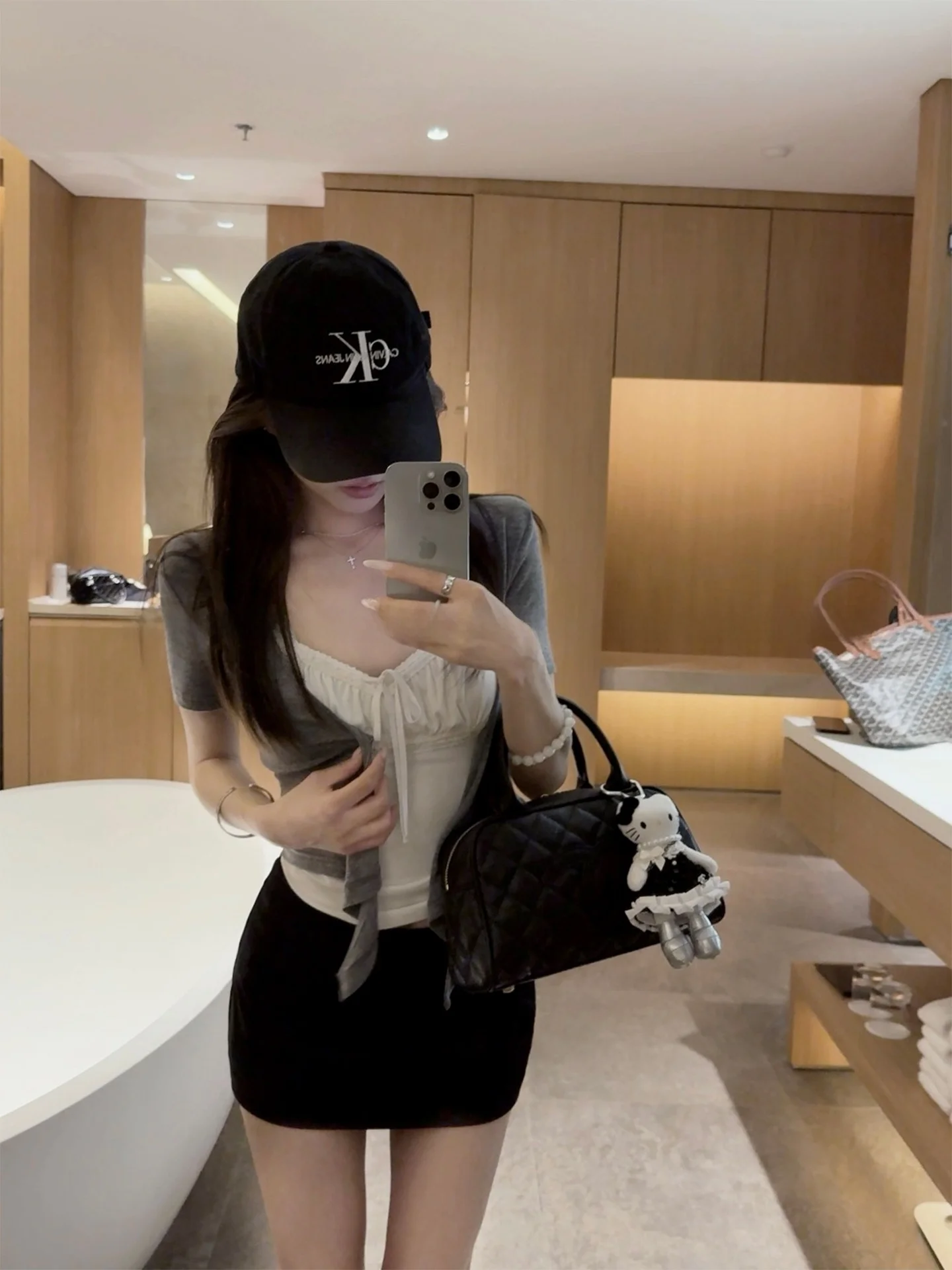 

Yolo Shop Korean Style Slim Fit Half Body Short Skirt with Built in Safety Pants High Waist a Line Skirt for Women