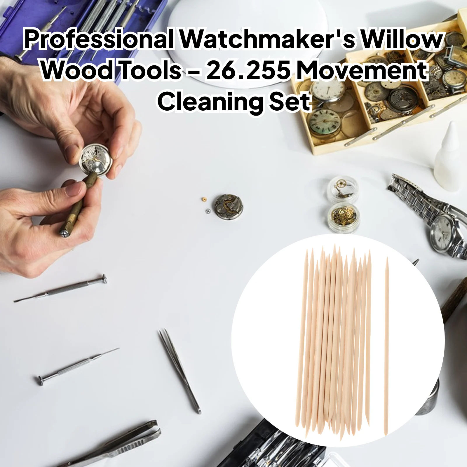 3 × 20 قطعة من أعواد تنظيف الساعة سهلة الاستخدام لإصلاح الساعة المضادة للانزلاق