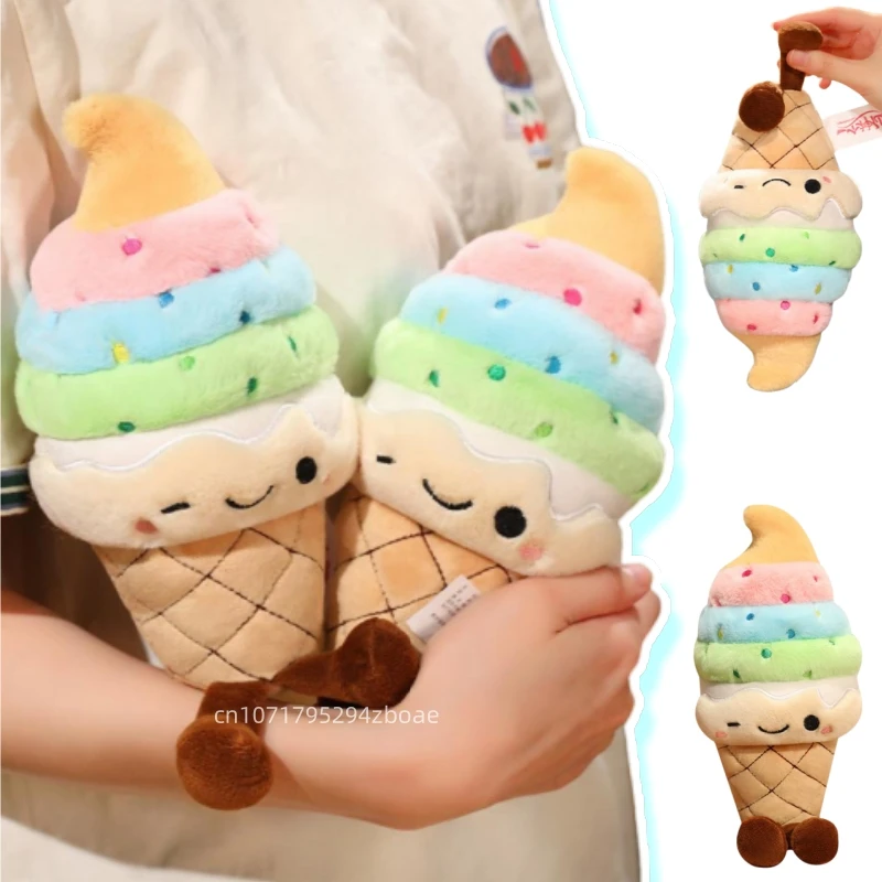 

25cm Kawaii Soft Rainbow Ice Cream Plush Doll With Legs Colorful Sweet Ice Cream Plush Toy Home Decoration Gift For Children