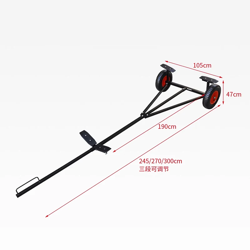 Marine Trailer Carbon Steel Kayak Transport Cart Features 15.7-inch Inflatable Tires and Support Frame Mobile Fishing Boat Trail