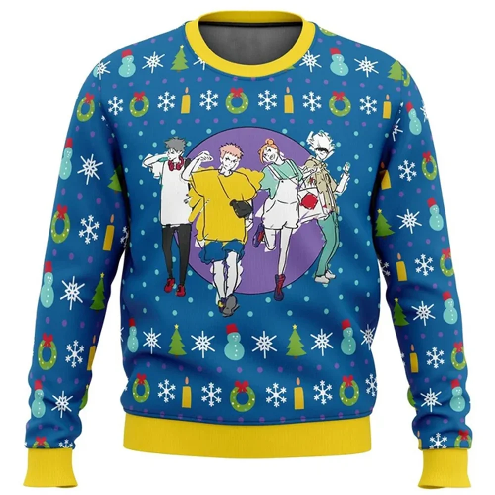 Sukuna Christmas Jujutsu Kaisen Ugly Christmas Sweater Gift Santa Claus Pullover Men 3D Sweatshirt And Top Autumn And Winter
