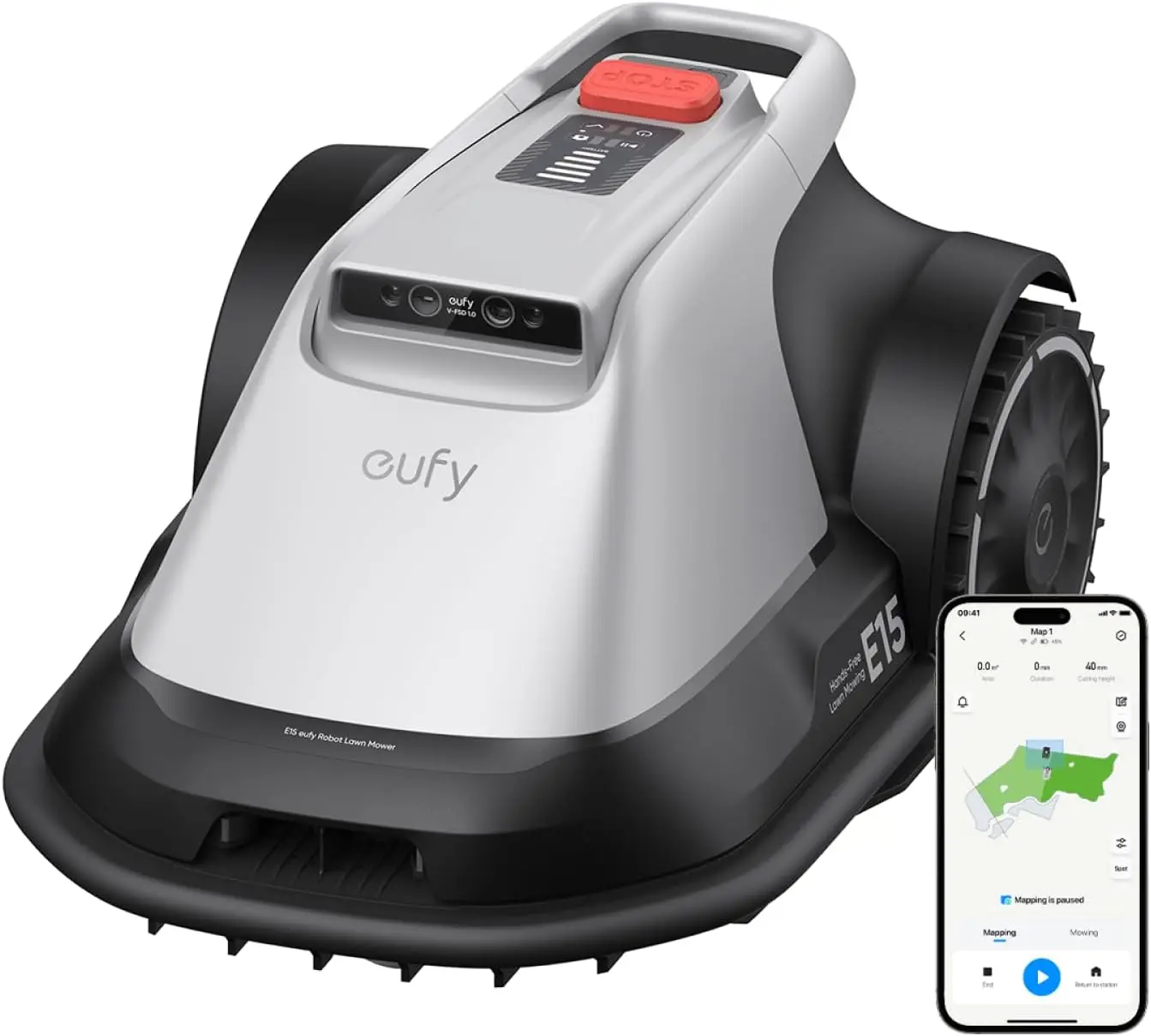 BRAND NEW eufy Robot Lawn Mower E15 - Max 0.2 Acres, Cutting Height 1"-3", Quick Set-up, Ride-on Edge Cutting, Multi-Zone Manage
