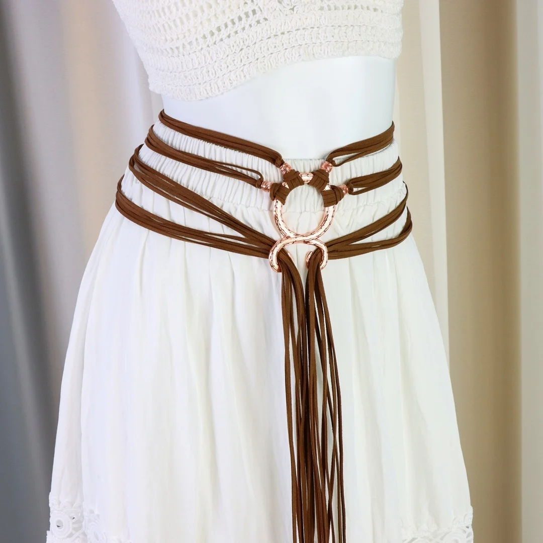 Pas ze sznurka wikingów - Kostium wikingów damski średniowieczny pas z krzyżem trolla akcesoria wiedźmy Halloween Cosplay