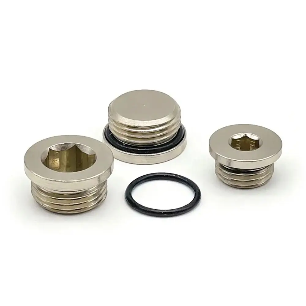 1Pcs New M5 G1/8 G1/4 G3/8 G1/2 Pneumatic Fitting Stuffy Head Sealing Ring End Cap Plug Hexagon Brass Air Connector