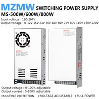 500W 600W 800W Switching Power Supply MS 0-12V 24V 36V 48V 60V 72V 80V 110V 150V 220V AC/DC Voltage Adjustable Industrial SMPS