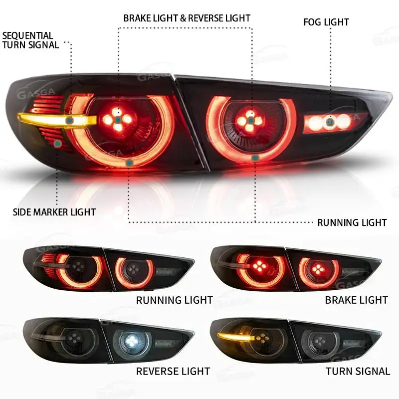 Car Accessories For Mazda 3 Axela Sedan 2019-2021 LED Taillights Assembly LED Modified Rear Lamps Dynamic Turn Signal Light