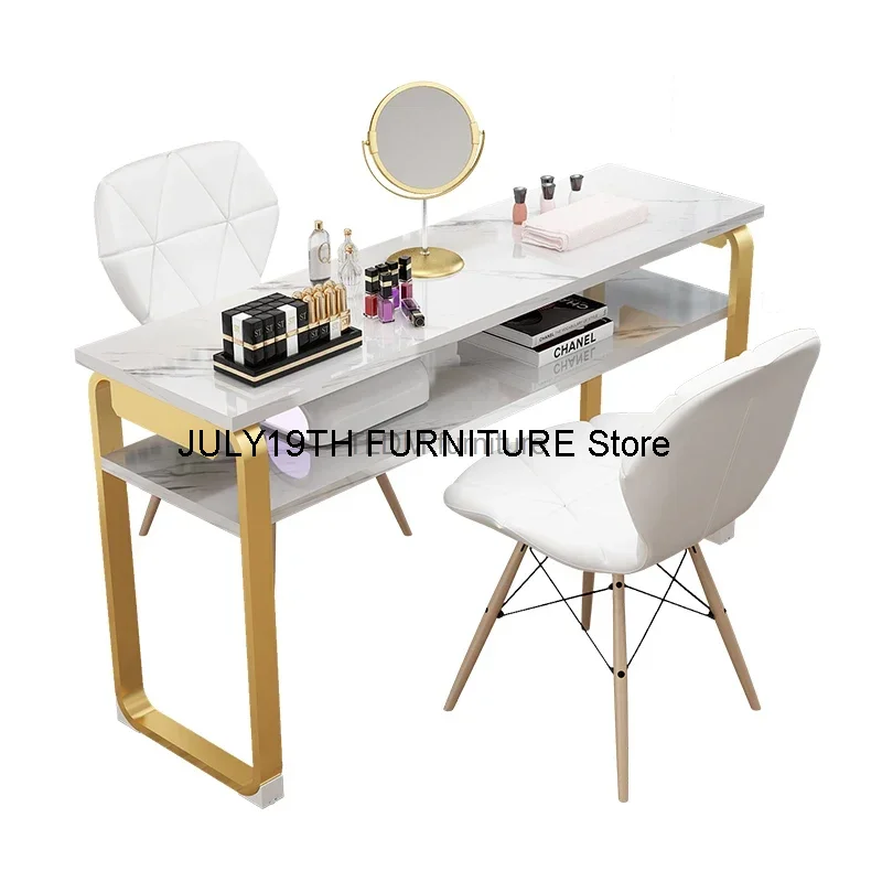 

Designer Nail Tables Double Beauty Shop Salon furniture Professional Manicure Tables Double-layer Manicure Table and Chair Set