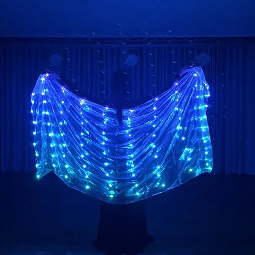 Imagen 2 del producto Ruoru-velos Led de poliéster para danza del vientre, 2m x 1m, velo iluminado para danza del vientre, accesorios para danza del vientre para Festival