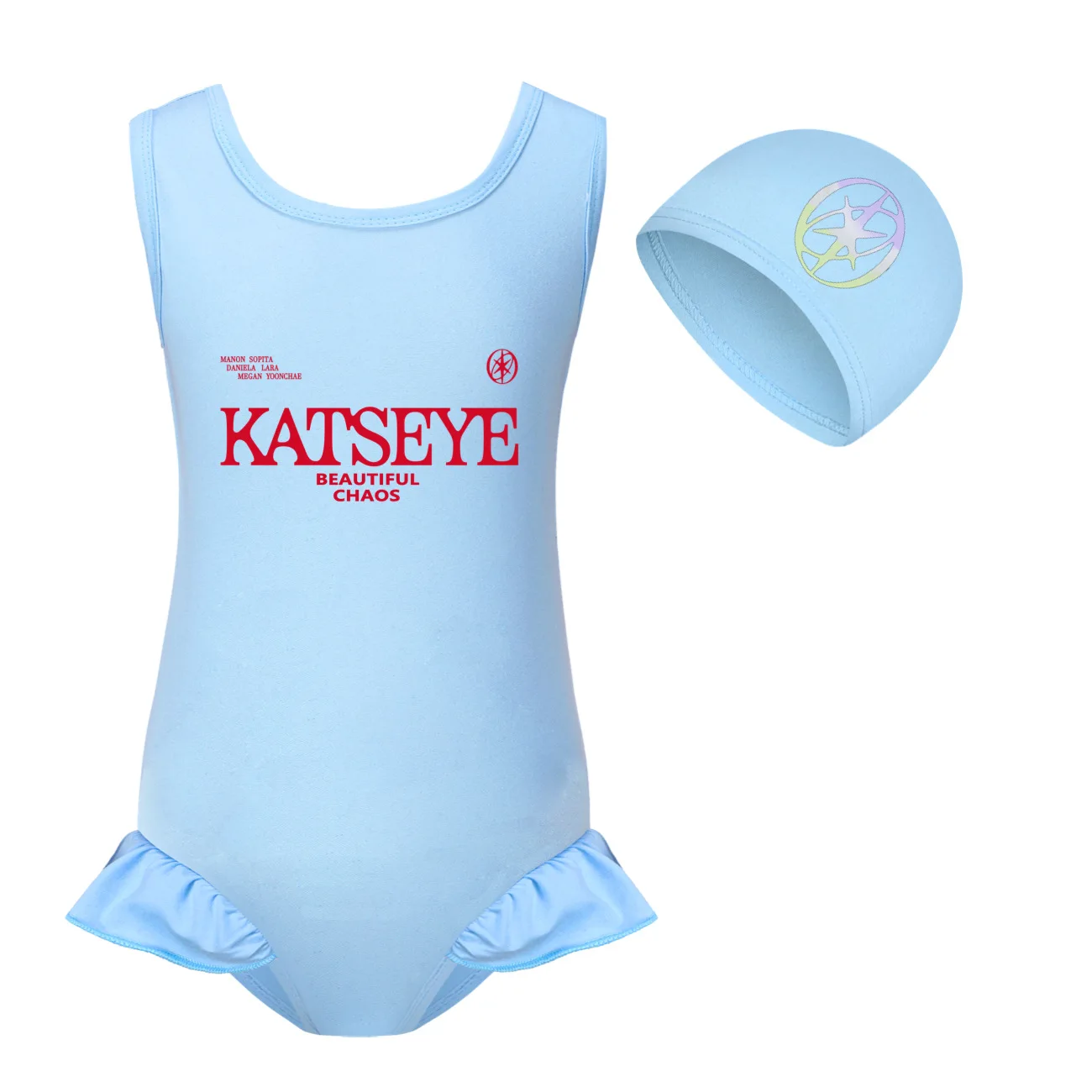 Hot Katseye KPOP Funny Print Costume for Kids 2026 Summer Swimwear Baby Girls One Piece Swimsuit Children Backless Beach Outfits