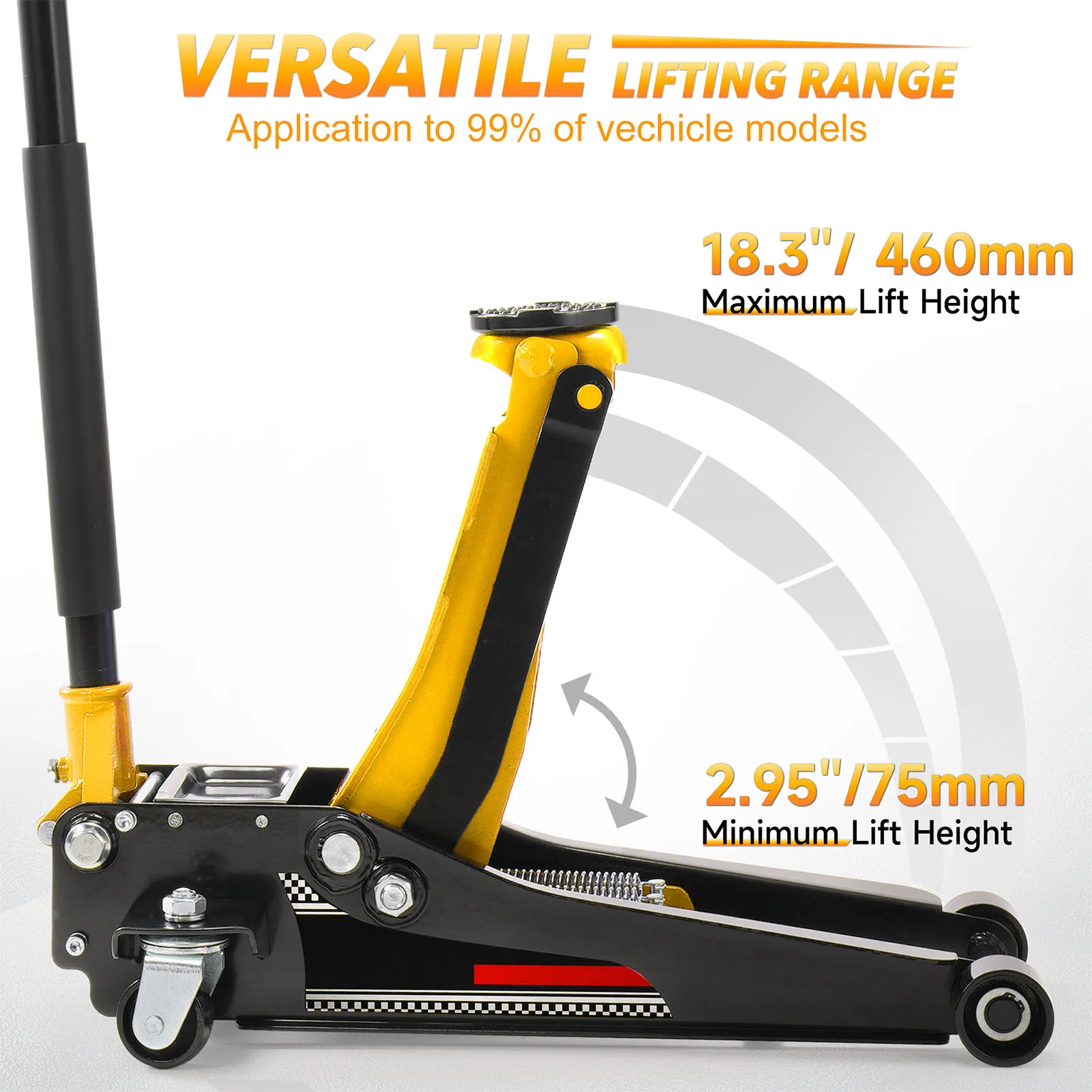 VEVOR 3T Floor Hydraulic Jack Pneumatic Low Profile Floor Jack Heavy-Duty Steel Racing Floor Jack with Single Piston Lift Pump