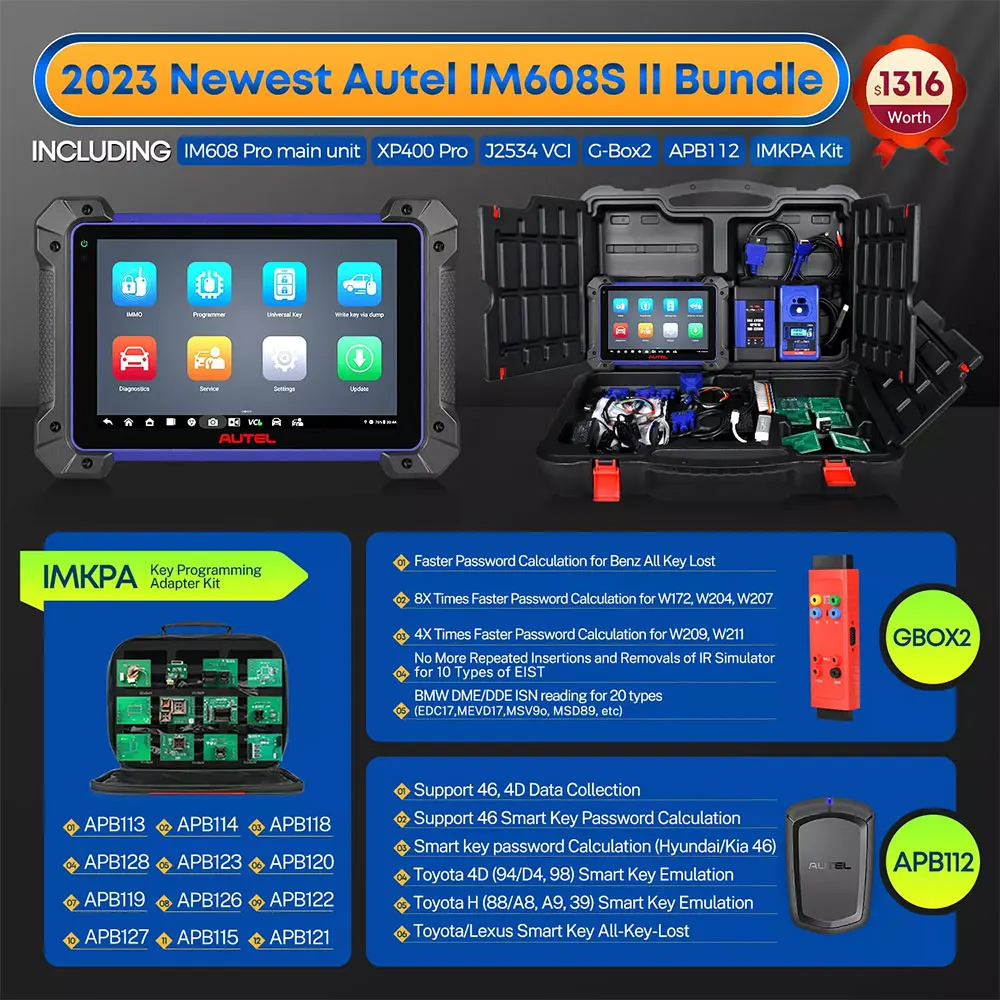 Autel MaxiIM IM608 PRO II IMM0 Key PR0GRAMMING Diagnostic Scanner Coding 2024 40+ Service CANFD & DOIP Bidirectional Car Scanner