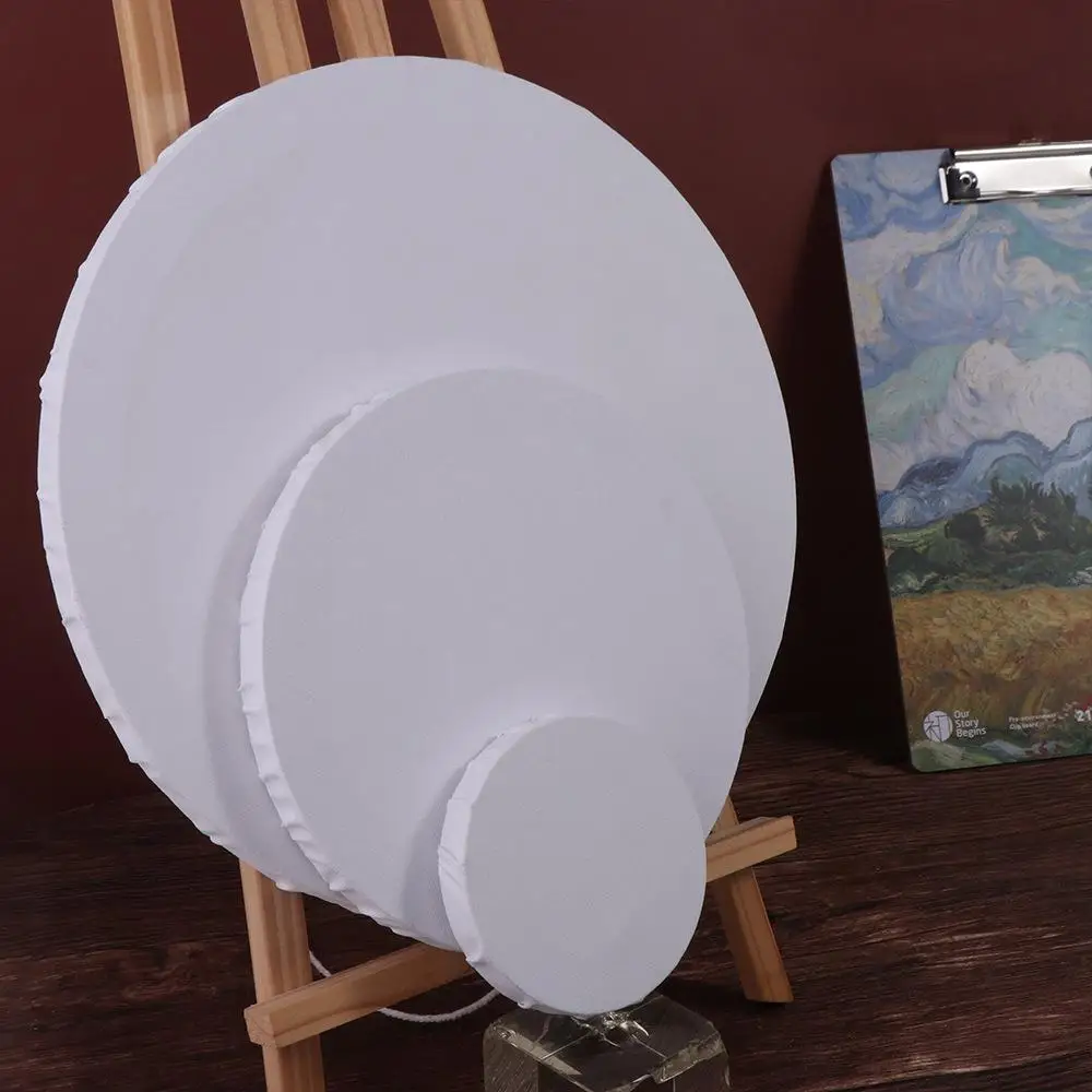 Cotton Blank Painter for Artist Oil Paint Wooden Drawing Board Circle Canvas Picture Frame Painting Board