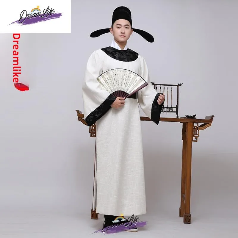 

Tang Dynas round Collar Robe Men's Poet Costume Student Actor Performance Clothes Traditional Chinese Hanfu Festival Outfit
