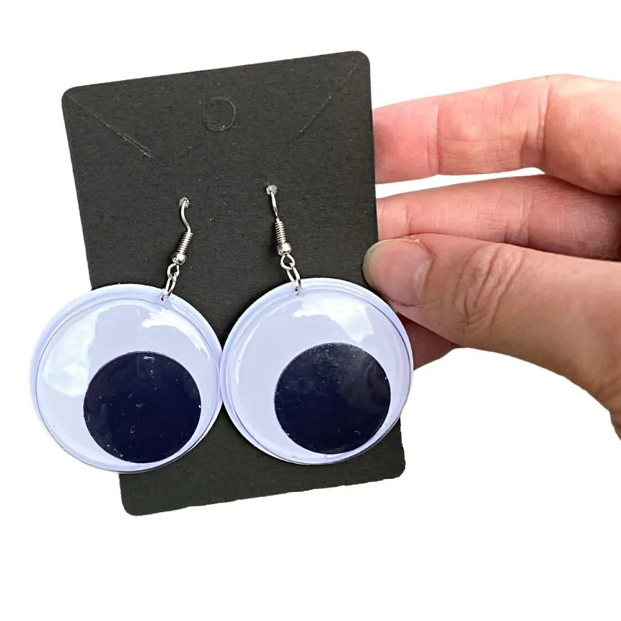 1 par de pendientes de ojo malvado, ojos colgantes grandes, negro, blanco, peculiar, Kidcore, divertido pendiente lesbico, regalo divertido, Harajuku