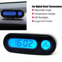 Mini Electronic Car Clock Time Watch Auto Dashboard Clocks Luminous Thermometer LCD Backlight Digital Display Car Accessories
