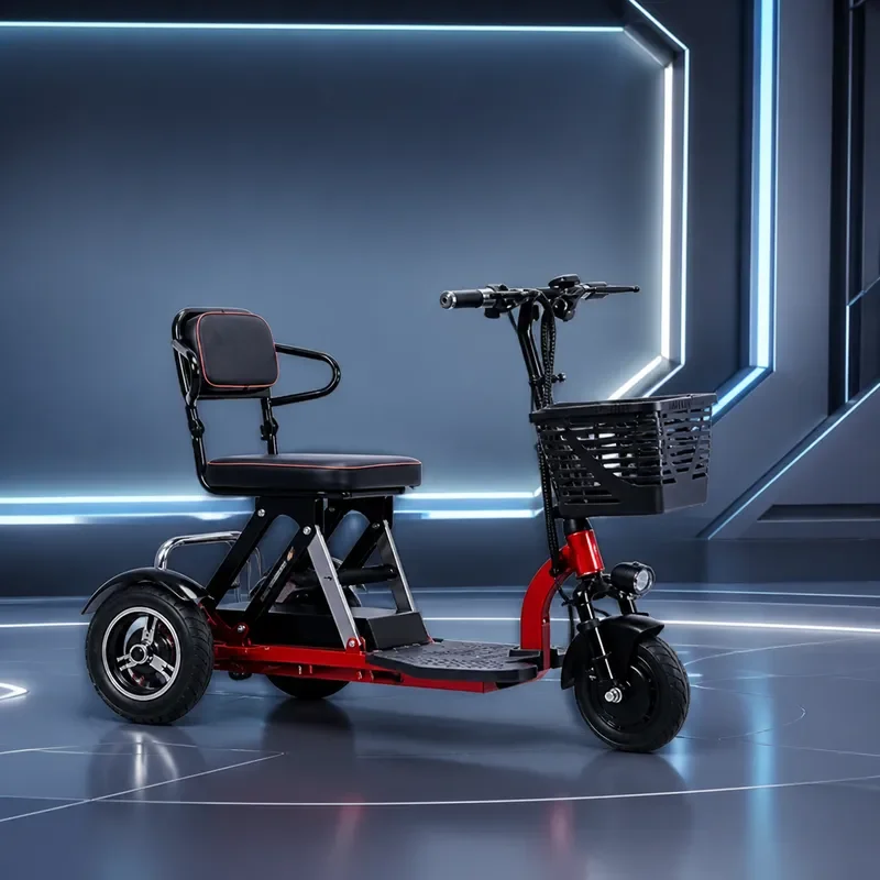 Foldable Electric Tricycle with Lithium Battery Side Car for Adults New National Standard Three Wheeled Scooter