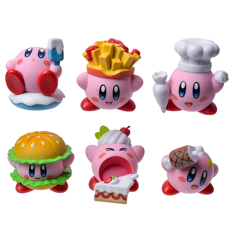 เกมสตาร์เคอร์บี้อนิเมะน่ารัก Cartoon6ชิ้น/ชุดสีชมพู Kirby ฟิกเกอร์ขนาดเล็กของสะสมเครื่องประดับสำหรับเป็นของขวัญสำหรับเด็ก