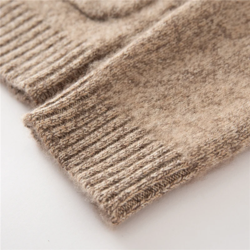 DjzDsm Autumn and Winter Men A Goods 100% Pure Cashmere Knitted Cardigan Lapel With Pockets Large Size Long Sleeved Jacket Top