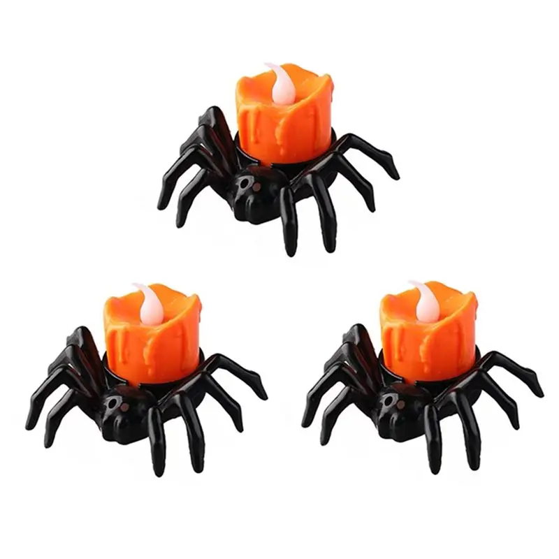 

【RECOMENDAR】Halloween Spider Candle Night Light Set 3 PCS For Haunted House Decorations Spooky Horror Party Supplies Accessory