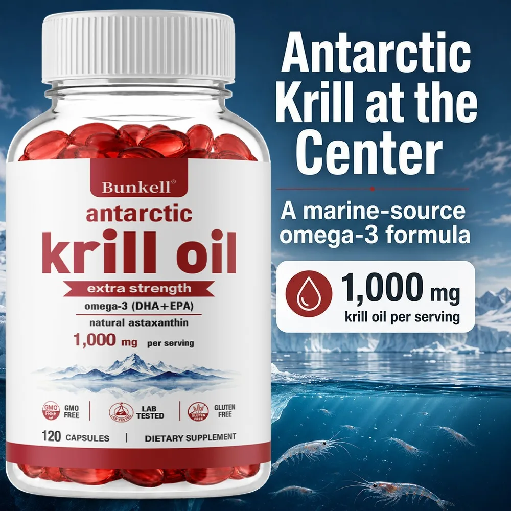 Antarctic Krill Oil - Omega-3 EPA, DHA, Natural Astaxanthin, Maximum Strength for Heart & Joint Health